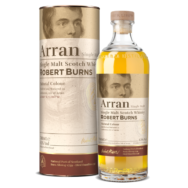 Webshop 56 Arran Robert Burns Malt – Een Schotse Whisky ter Eer van de Legende De Arran Robert Burns Malt is een uitzonderlijke single malt whisky die de rijke Schotse traditie en de tijdloze erfenis van dichter Robert Burns eert. Deze whisky, geproduceerd door de Arran Distillery, biedt een complex en verfijnd smaakprofiel dat de passie en het vakmanschap van de Schotse whiskyproductie weerspiegelt. Het is een perfecte keuze voor fijnproevers die op zoek zijn naar een authentieke en karaktervolle whisky. Over de Arran Robert Burns Malt De Robert Burns Malt is een speciale whisky die werd uitgebracht ter ere van Robert Burns, de beroemde Schotse dichter die wereldwijd wordt gewaardeerd om zijn werk en bijdrage aan de Schotse cultuur. Gemaakt van de beste gerst uit Schotland, is deze whisky gebotteld op een puur alcoholpercentage en heeft hij een rijke, complexe smaak met hints van fruit, honing en vanille. De rijping in een combinatie van Amerikaanse eikenhouten en Europese sherryvaten zorgt voor een perfecte balans tussen zoetheid en kruidigheid. Smaaknotities van de Arran Robert Burns Malt Aroma: Delicate tonen van vanille, sinaasappel en een vleugje kruiden, met een hint van eikenhout. Smaak: Rijke smaken van gedroogd fruit, honing, en een subtiele toets van chocolade, met een lichte rokerigheid in de achtergrond. Afdronk: Lang en verfijnd, met een zachte en verwarmende finale die de complexiteit van de whisky weerspiegelt. De Arran Distillery – Ambacht en Vakmanschap De Arran Distillery, gelegen op het Schotse eiland Arran, staat bekend om zijn toewijding aan kwaliteit en ambacht. Sinds de oprichting in 1995 heeft Arran zich gepositioneerd als een van de meest innovatieve distilleerderijen in Schotland, waarbij ze traditionele methoden combineert met moderne technologie. Hun whisky’s zijn zorgvuldig ontwikkeld om de unieke smaken van het eiland Arran en de Schotse natuur vast te leggen, en de Robert Burns Malt is een uitstekend voorbeeld van hun vakmanschap. Waarom kiezen voor de Arran Robert Burns Malt? Gemaakt ter ere van de legendarische Schotse dichter Robert Burns. Rijk smaakprofiel met subtiele hints van fruit, honing en kruiden. Gebotteld op een puur alcoholpercentage voor een intense ervaring. Ideaal voor zowel verzamelaars als liefhebbers van kwaliteitswhisky. Perfect voor speciale gelegenheden of als cadeau voor whiskykenners. Waarom Arran Robert Burns Malt de perfecte keuze is voor jou De Arran Robert Burns Malt biedt de ultieme Schotse whiskyervaring, een feest voor de zintuigen die zowel beginnende als ervaren whiskydrinkers zal verrassen. Of je nu een whiskyverzamelaar bent of gewoon op zoek bent naar een unieke en smaakvolle drank, deze whisky biedt de perfecte balans tussen geschiedenis, vakmanschap en uitmuntende smaak.
